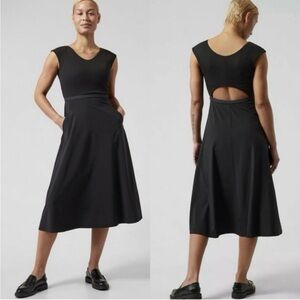 Athleta Black Ryder Dress Medium Open Back Midi